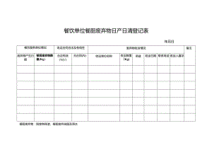 餐饮单位餐厨废弃物日产日清登记表.docx