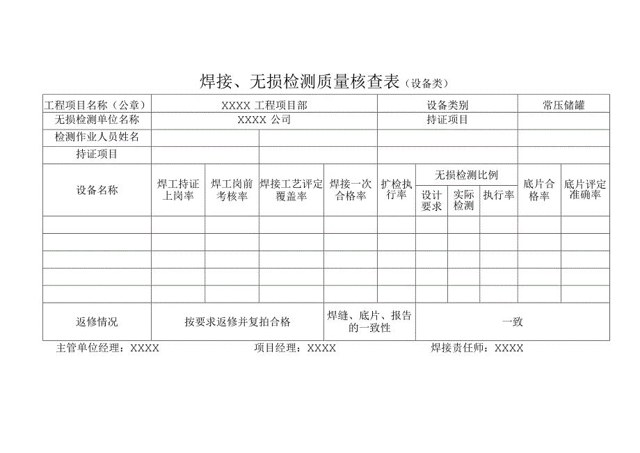 焊接、无损检测质量核查表（东方傲立罐区工程）（管道+设备）（word版）.docx_第3页