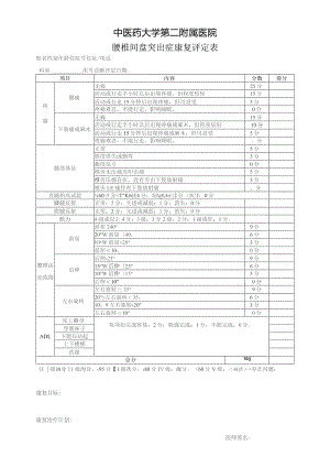 腰椎间盘突出症康复评定表.docx