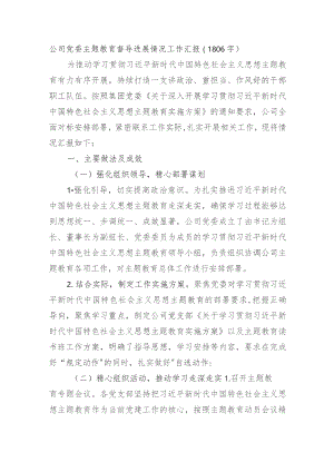 国企党委主题教育督导进展情况工作汇报.docx
