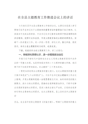 在全县主题教育工作推进会议上的讲话.docx