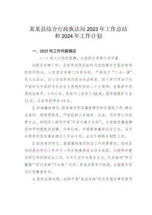 某某县综合行政执法局2023年工作总结和2024年工作计划.docx