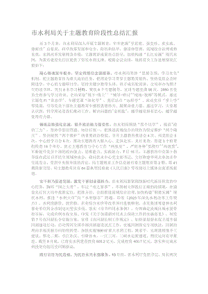 市水利局关于主题教育阶段性总结汇报.docx