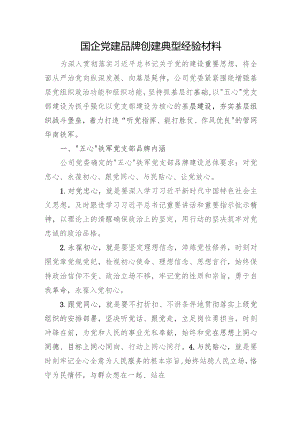 国企党建品牌创建典型经验材料.docx
