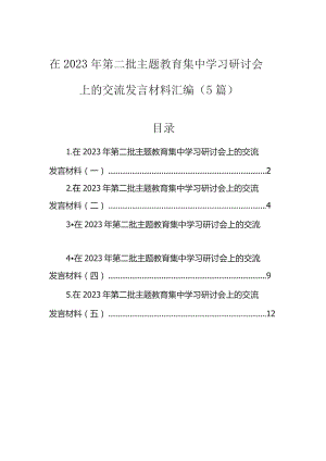 在2023年第二批主题教育集中学习研讨会上的交流发言材料汇编（5篇）.docx
