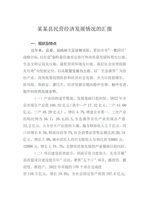 某某县民营经济发展情况的汇报.docx
