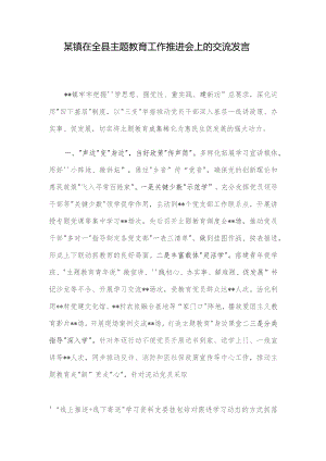某镇在全县主题教育工作推进会上的交流发言.docx