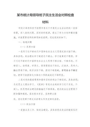 某市统计局领导班子民主生活会对照检查材料.docx