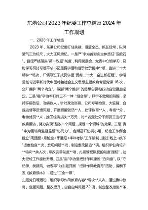 东港公司2023年纪委工作总结及2024年工作规划.docx