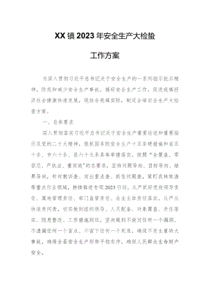 XX镇2023年安全生产大检查工作方案.docx