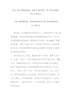 3篇“凝心铸魂强根基、团结奋进新征程”第三期主题教育研讨心得体会.docx