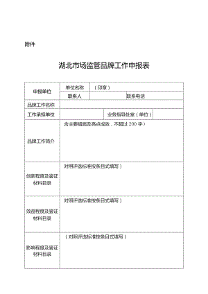 湖北市场监管品牌工作申报表.docx