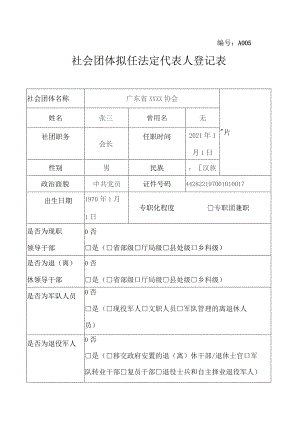 社会团体拟任法定代表人登记表示例（全省性）.docx