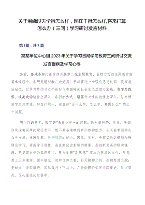 关于围绕过去学得怎么样现在干得怎么样,将来打算怎么办（三问）学习研讨发言材料.docx