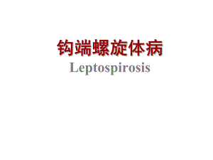 钩端螺旋体病(第八版).ppt