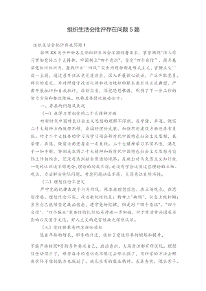 组织生活会批评存在问题5篇.docx