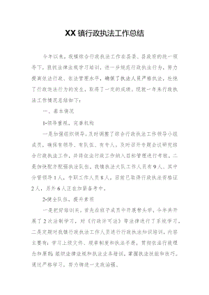 XX镇行政执法工作总结.docx