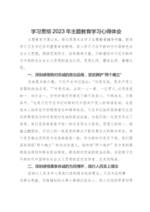 学习贯彻2023年主题教育学习心得体会.docx