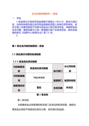 资金内控制度模板.docx