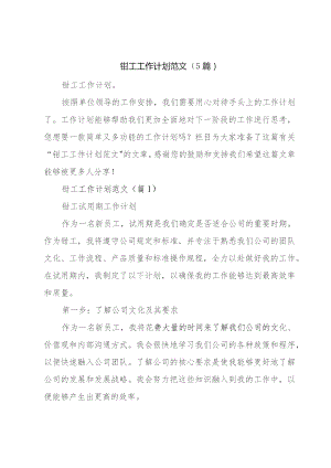 钳工工作计划范文(5篇).docx