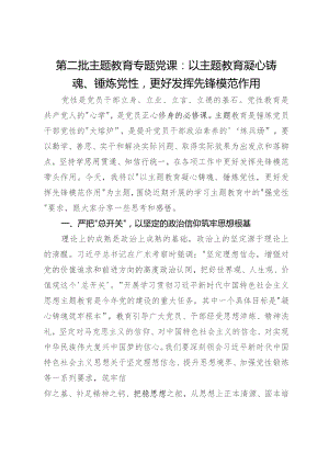 第二批主题教育专题党课：以主题教育凝心铸魂、锤炼党性 更好发挥先锋模范作用.docx