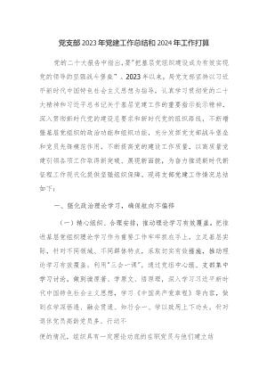 党支部2023年党建工作总结和2024年工作打算参考范文.docx