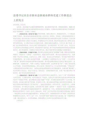 县委书记在全市新业态新就业群体党建工作推进会上的发言.docx