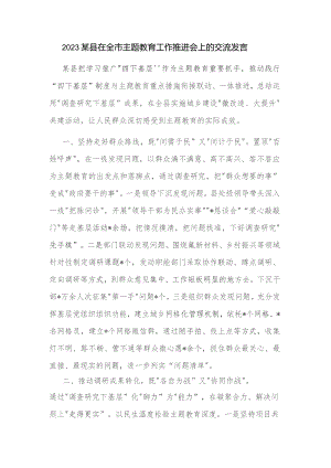 2023某县在全市主题教育工作推进会上的交流发言.docx