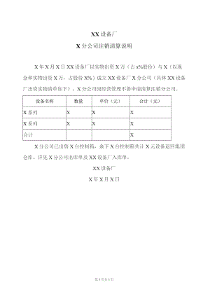 XX设备厂X分公司注销清算说明（2023年）.docx