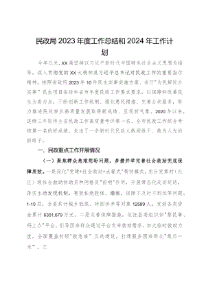 民政局2023年度工作总结和2024年工作计划.docx