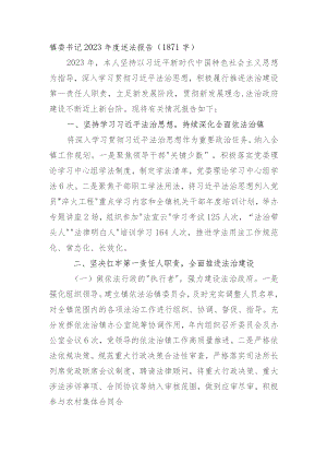 镇委书记2023年度述法报告.docx
