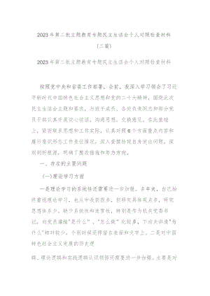2023年第二批主题教育专题民主生活会个人对照检查材料(二篇).docx