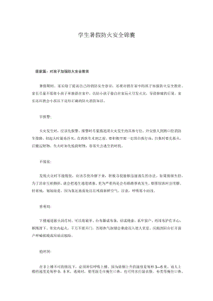 学生暑假防火安全锦囊.docx