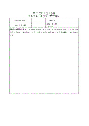 XX工程职业技术学院专业带头人考核表（202X年）.docx