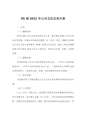 XX镇2022年公共卫生应急方案.docx