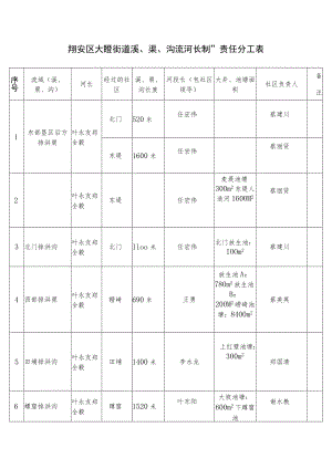 翔安区大嶝街道溪、渠、沟流“河长制”责任分工表.docx