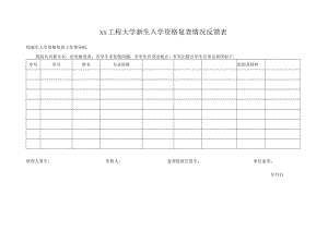 xx工程大学新生入学资格复查情况反馈表.docx