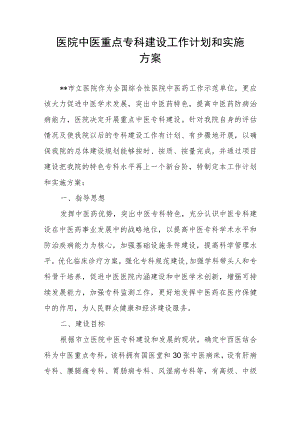 医院中医重点专科建设工作计划和实施.docx