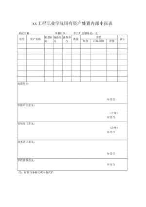 xx工程职业学院国有资产处置内部申报表.docx