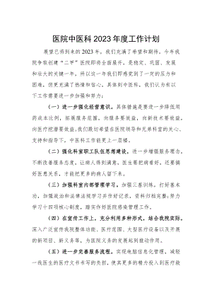 医院中医科2023年度工作计划.docx