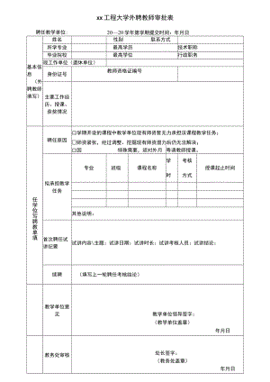xx工程大学外聘教师审批表.docx