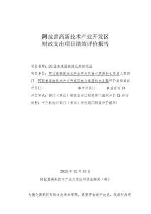 阿拉善高新技术产业开发区财政支出项目绩效评价报告.docx