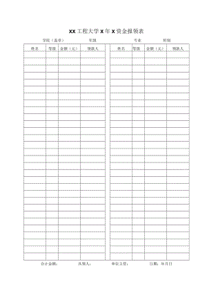 XX工程大学X年X资金报领表.docx