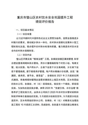 重庆市璧山区农村饮水安全巩固提升工程绩效评价报告.docx