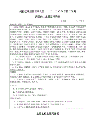 闵行区莘庄第三幼儿园二〇二〇学年第二学期周围的人主题活动资料.docx
