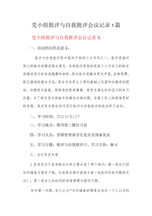 党小组批评与自我批评会议记录5篇.docx