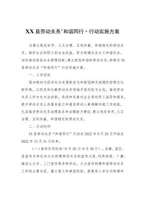 关于开展XX县劳动关系“和谐同行”行动实施方案.docx