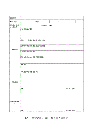 XX工程大学因公出国（境）任务审核表.docx