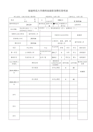 福建师范大学教师高级职务聘任简明表.docx