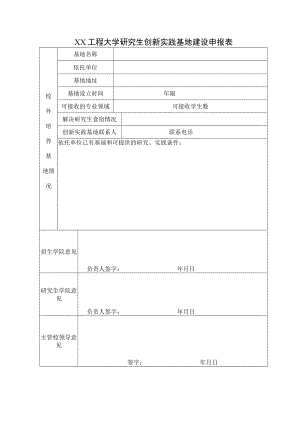 XX工程大学研究生创新实践基地建设申报表.docx
